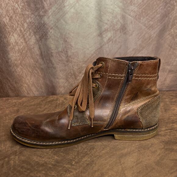 Lasoki Casual Brown Tan Leather Suede Chukka Boots Lace Up Ankle Mens 42 Y2K - Picture 4 of 12